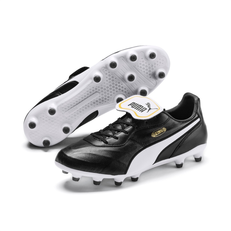 Tacos de Futbol Puma King Top FG Negros Blancos | 68531OKYI