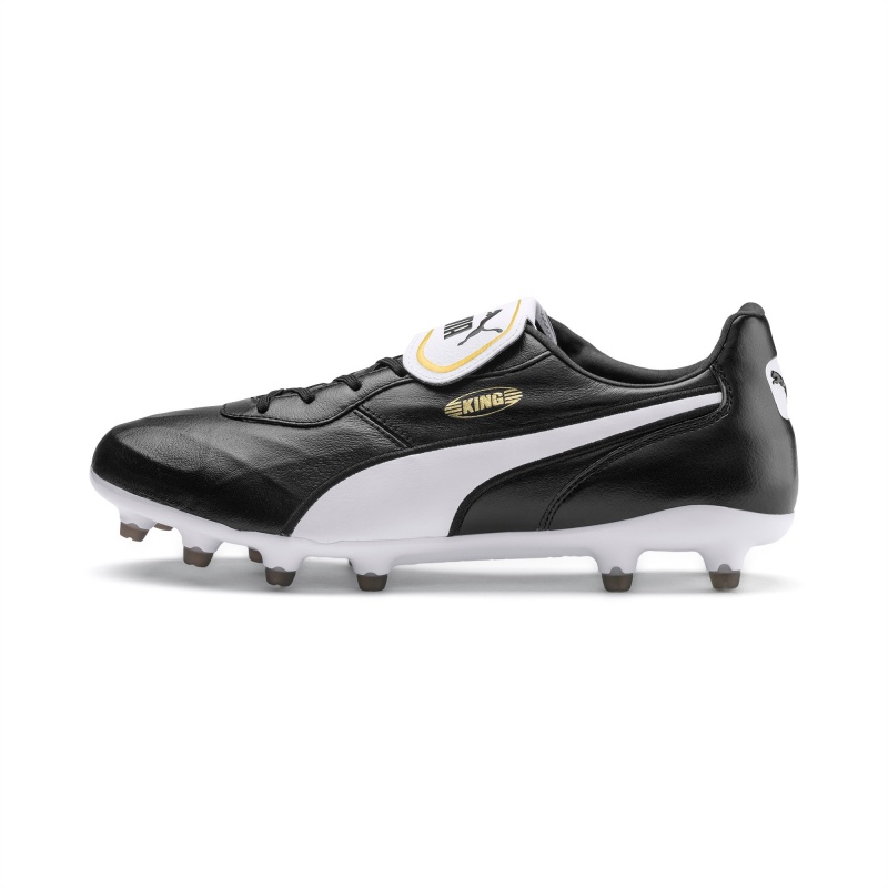 Tacos de Futbol Puma King Top FG Negros Blancos | 68531OKYI