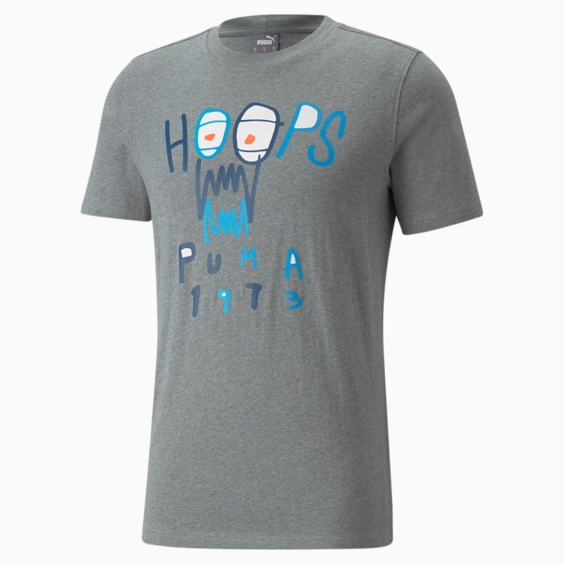 Tee Puma 4th Quarter Basketball Medium Gray Heather | 04739KNTP