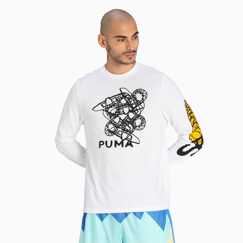 Tee Puma 4th Quarter Long Sleeve Blancos | 18069GVPM