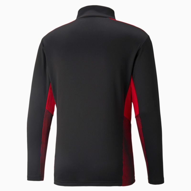 Tee Puma AC Milan Entrenamiento Quarter-Zip Soccer Negros Rojos | 90647ZNKT