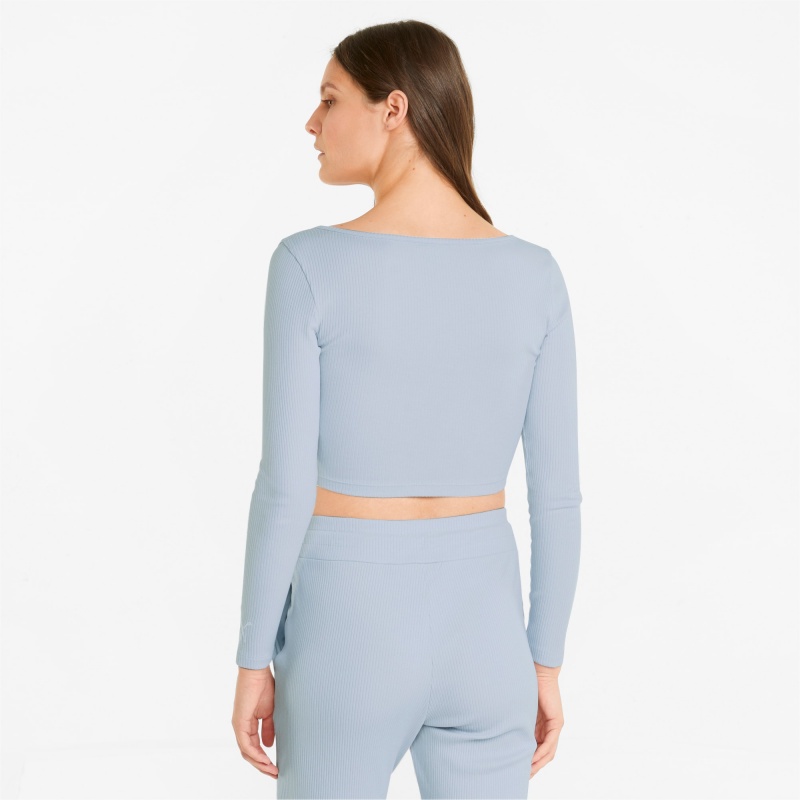 Tee Puma Classics Acanalado Long Sleeve Arctic Ice | 64718AHGY
