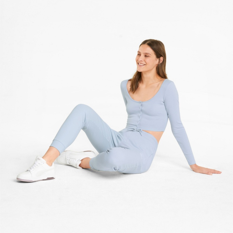 Tee Puma Classics Acanalado Long Sleeve Arctic Ice | 64718AHGY