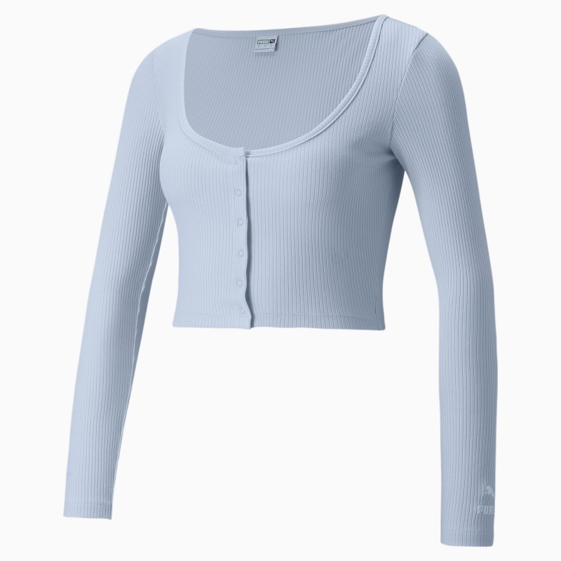 Tee Puma Classics Acanalado Long Sleeve Arctic Ice | 64718AHGY
