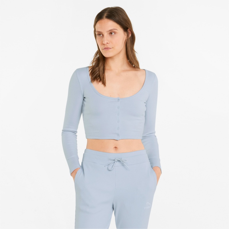 Tee Puma Classics Acanalado Long Sleeve Arctic Ice | 64718AHGY
