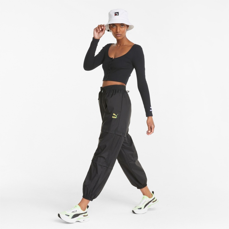 Tee Puma Classics Acanalado Long Sleeve Negros | 36025UFDY