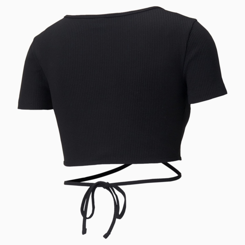 Tee Puma Classics Acanalado Negros | 89105VNAQ