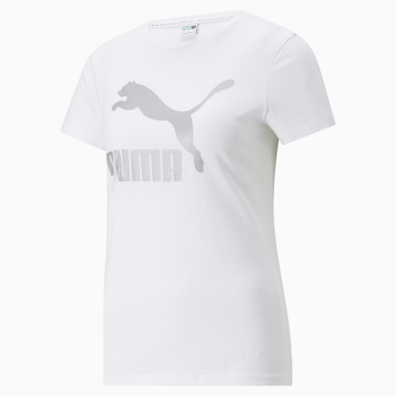 Tee Puma Classics Logo Blancos Plateados | 69124ZXNB