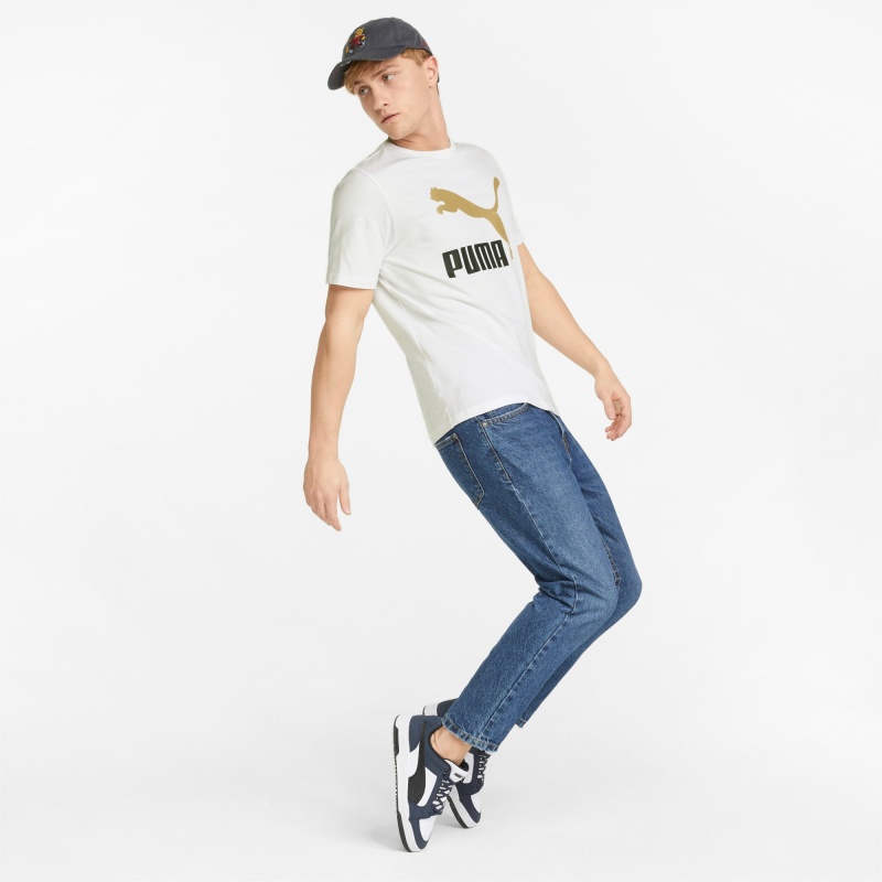 Tee Puma Classics Logo Metallic Blancos Dorados | 18703JZAV