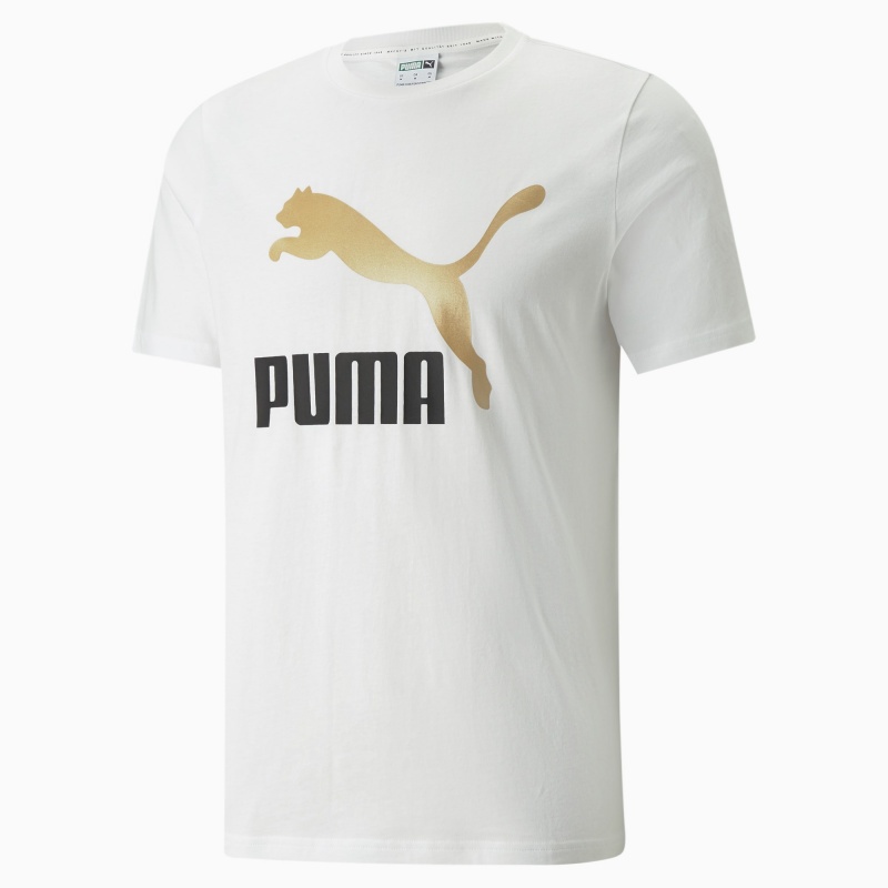 Tee Puma Classics Logo Metallic Blancos Dorados | 18703JZAV