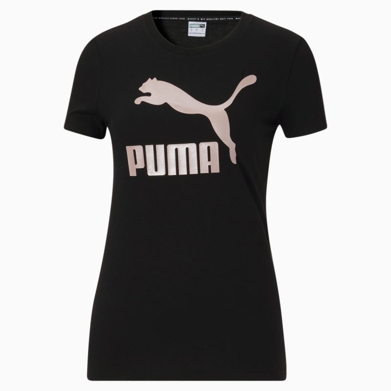 Tee Puma Classics Logo Negros Rosas Dorados | 39265CZYI
