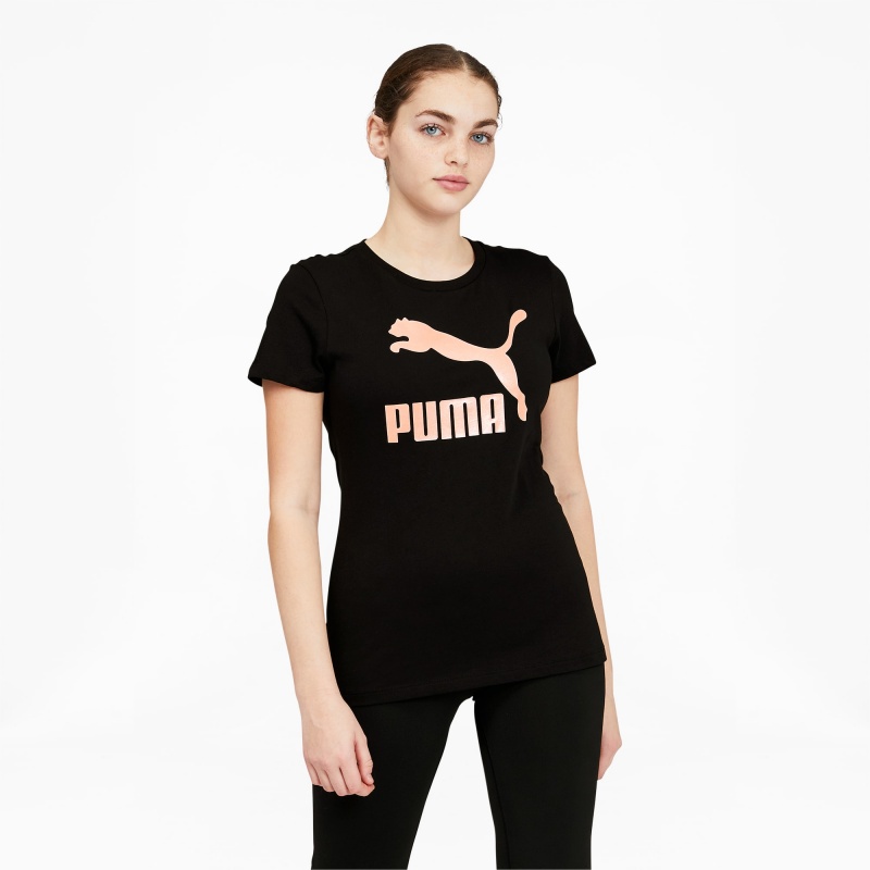 Tee Puma Classics Logo Negros Rosas Dorados | 39265CZYI