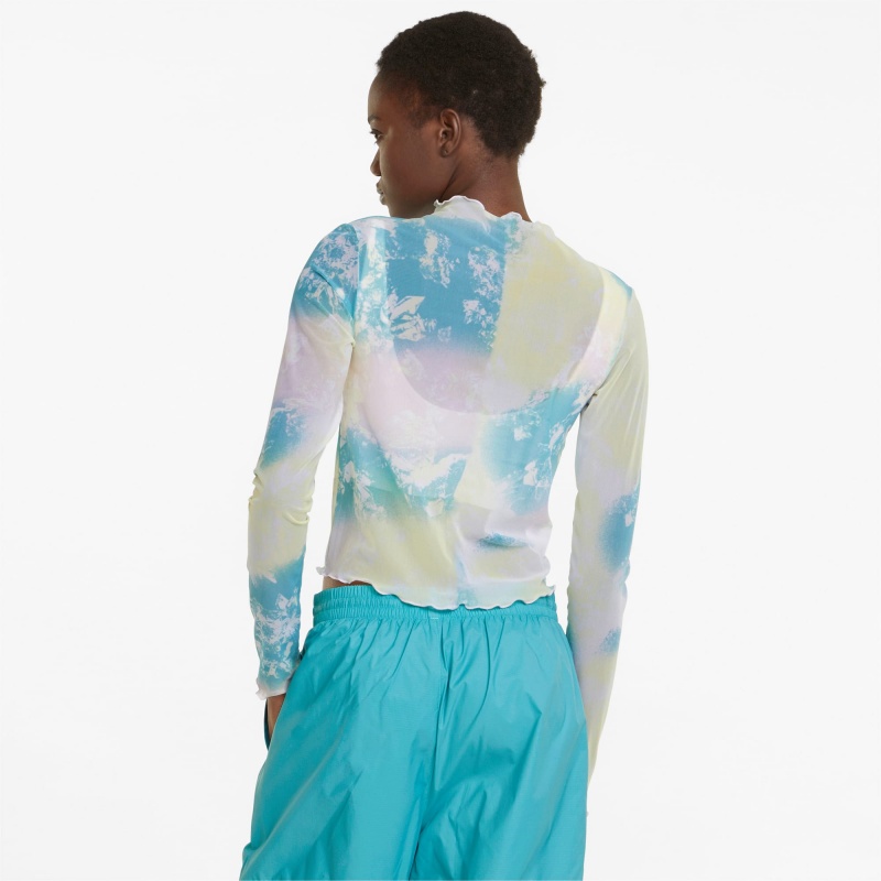 Tee Puma Crystal Galaxy Printed Long Sleeve Fitted Porcelain | 07651HFGI