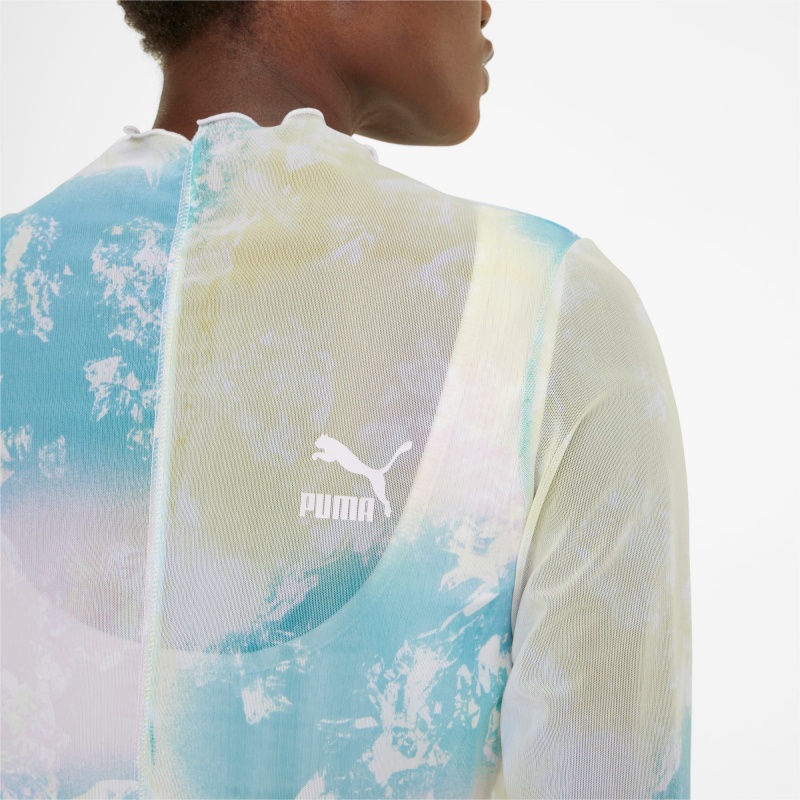 Tee Puma Crystal Galaxy Printed Long Sleeve Fitted Porcelain | 07651HFGI