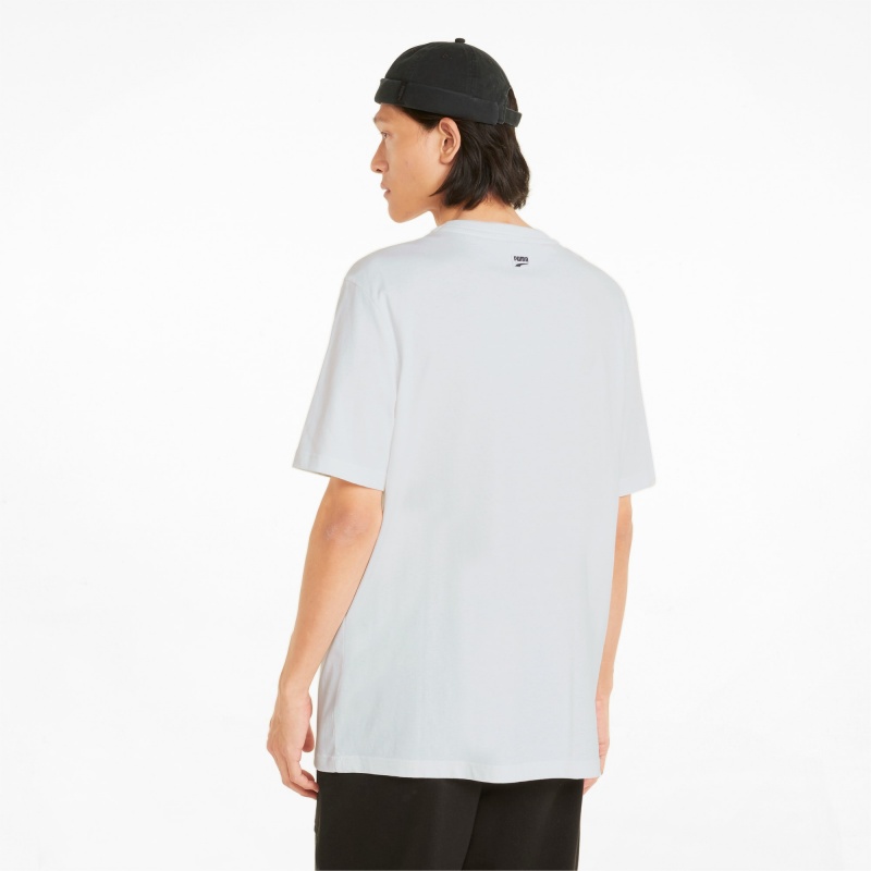 Tee Puma Downtown Estampados Crew Neck Blancos | 59301IDHT
