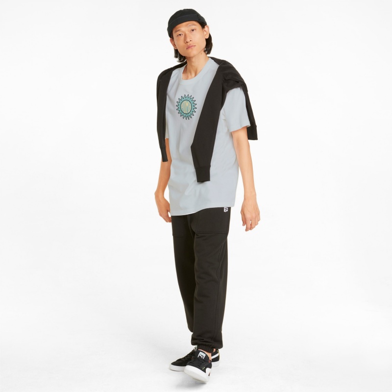 Tee Puma Downtown Estampados Crew Neck Blancos | 59301IDHT