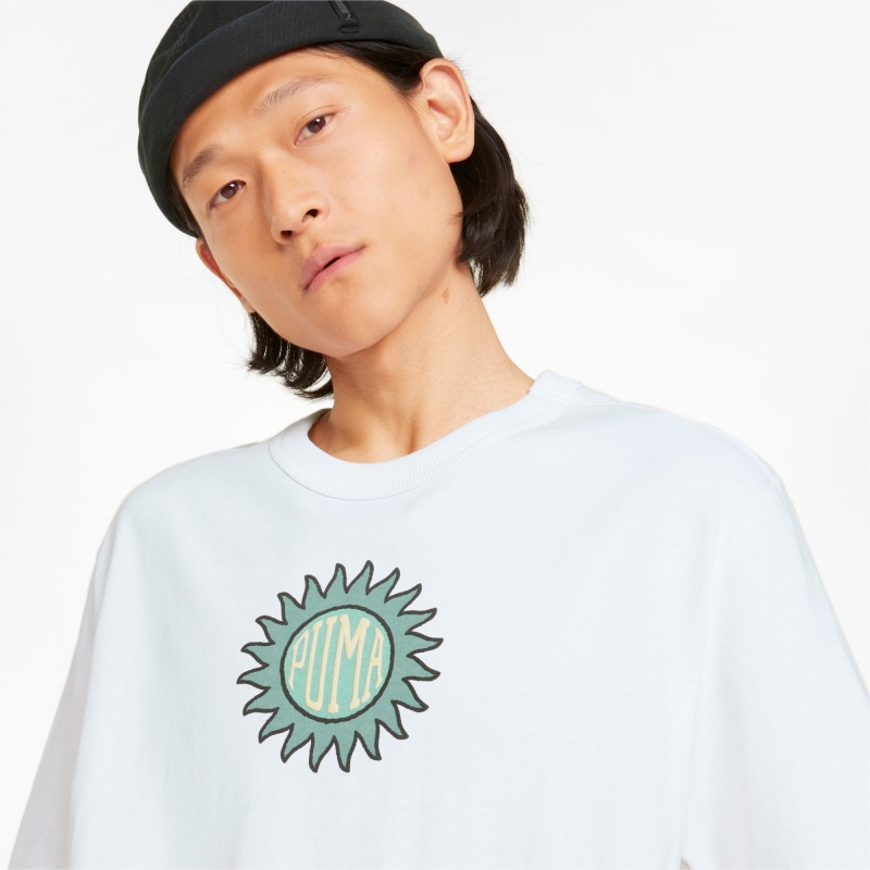 Tee Puma Downtown Estampados Crew Neck Blancos | 59301IDHT