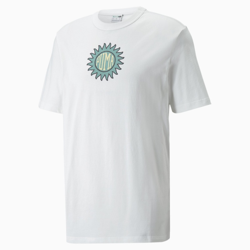 Tee Puma Downtown Estampados Crew Neck Blancos | 59301IDHT