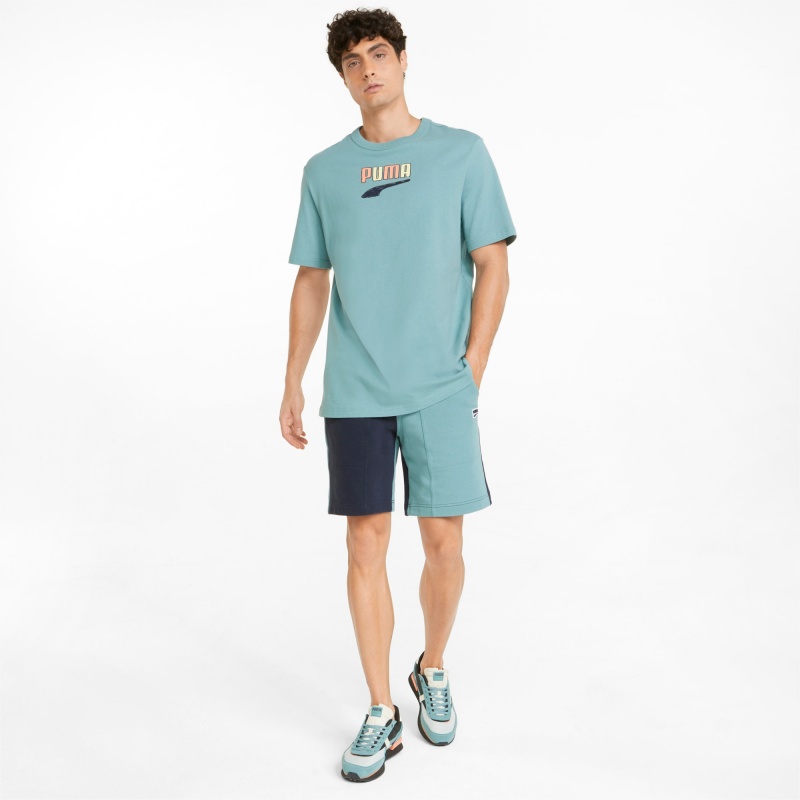 Tee Puma Downtown Logo Crew Neck Azules | 85321MLQX