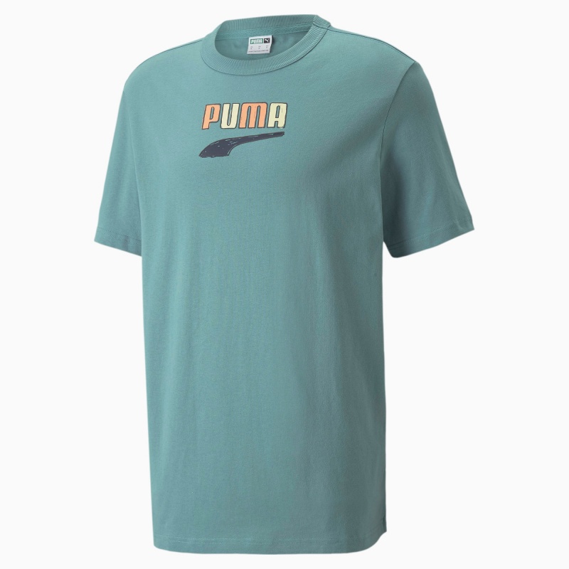 Tee Puma Downtown Logo Crew Neck Azules | 85321MLQX