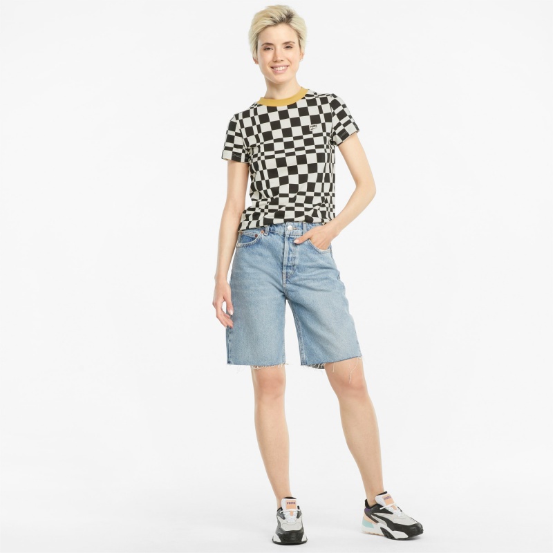 Tee Puma Downtown Printed Negros | 92675SMEG