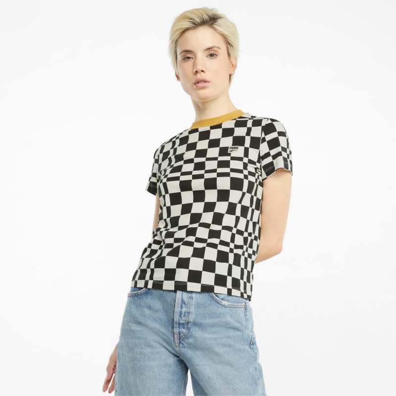 Tee Puma Downtown Printed Negros | 92675SMEG