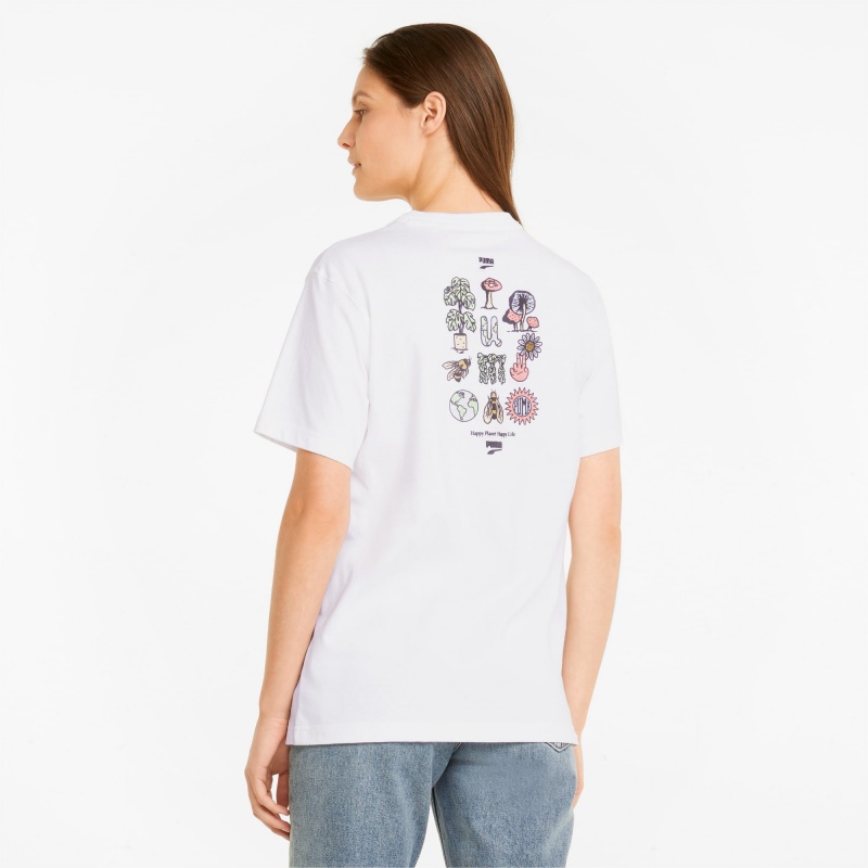 Tee Puma Downtown Relaxed Estampados Blancos | 94250XBHS