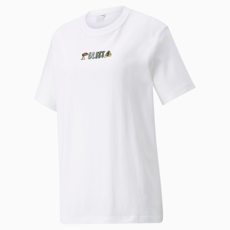 Tee Puma Downtown Relaxed Estampados Blancos | 94250XBHS