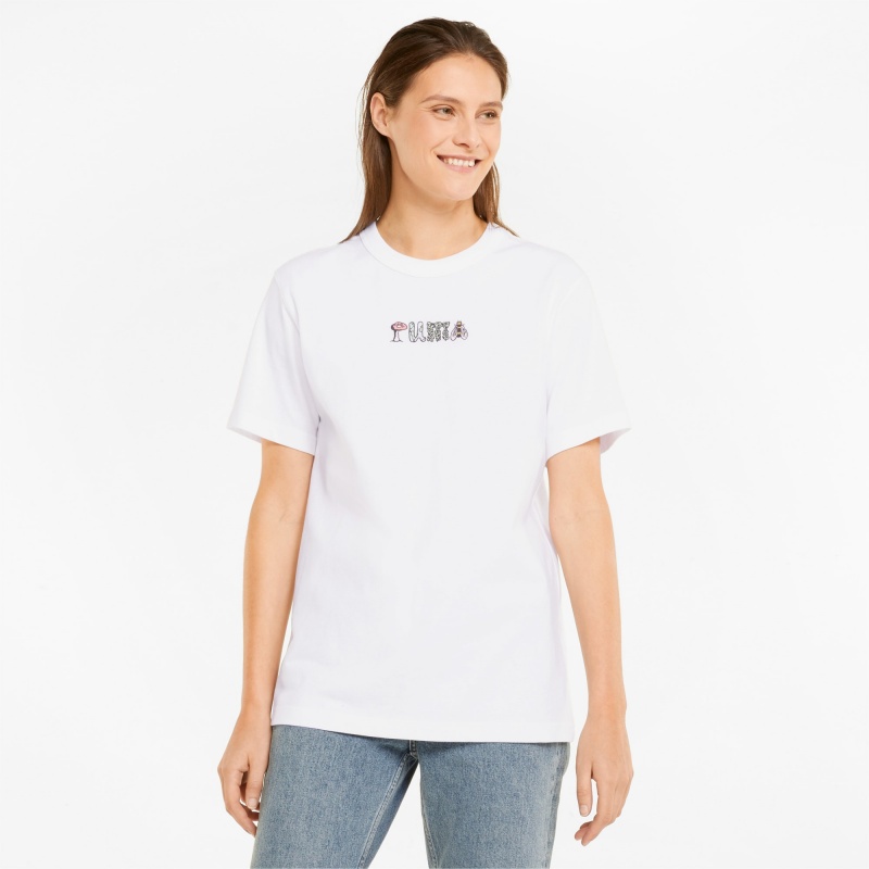 Tee Puma Downtown Relaxed Estampados Blancos | 94250XBHS