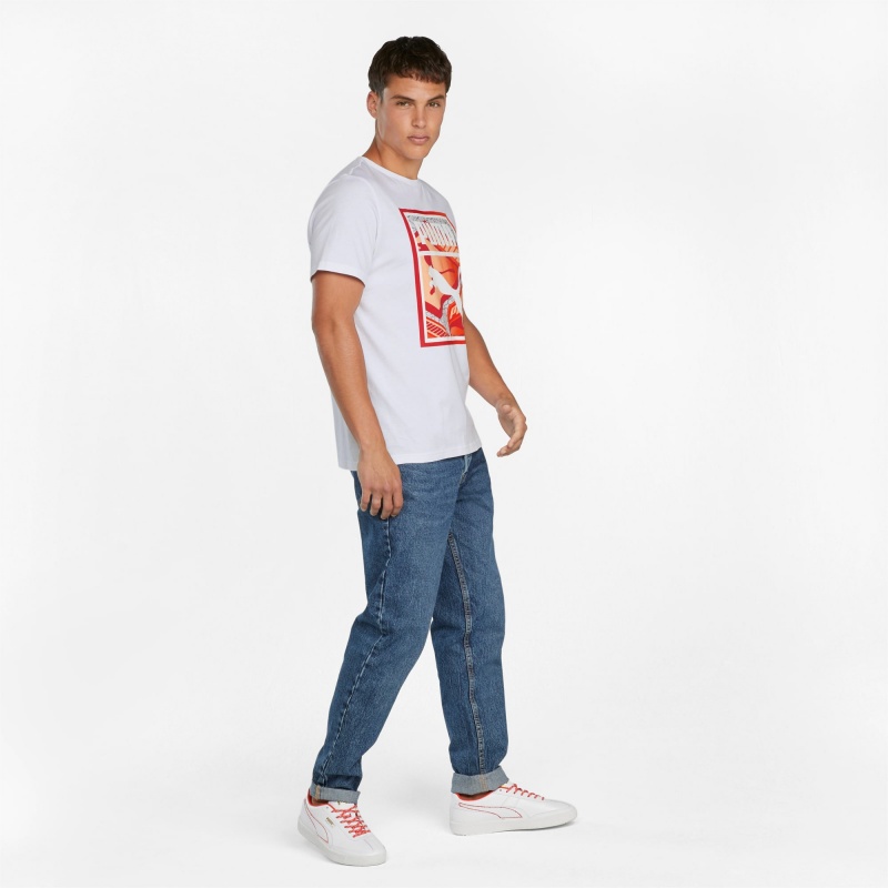 Tee Puma Estampados Box Logo Play Blancos | 08369YRDC