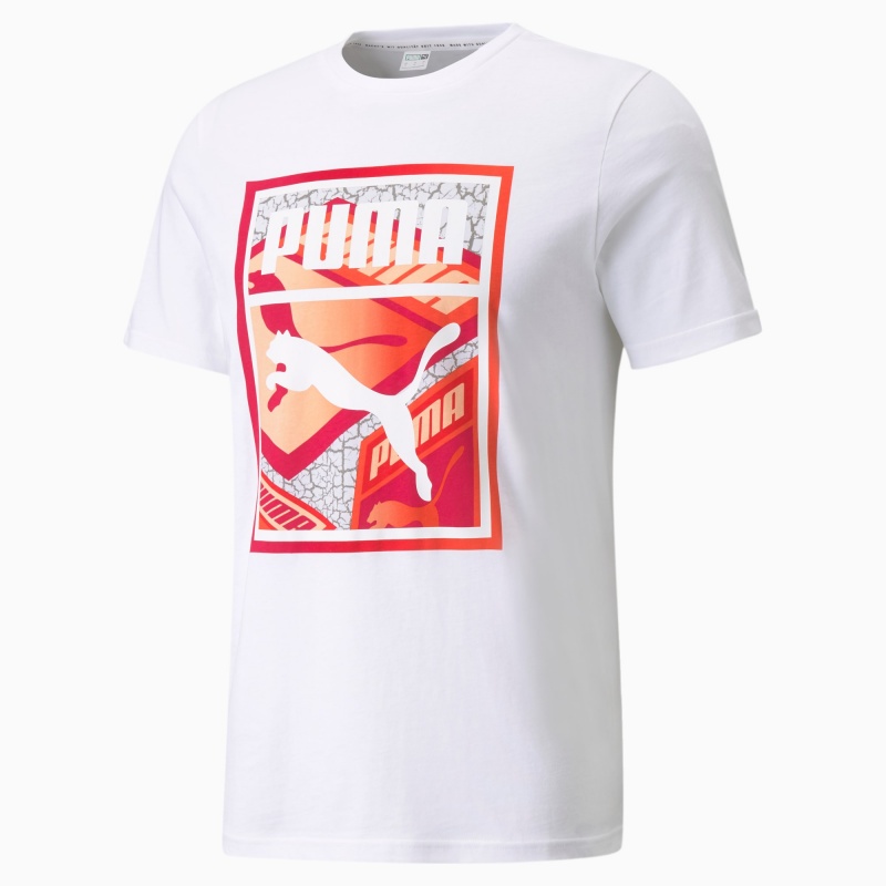 Tee Puma Estampados Box Logo Play Blancos | 08369YRDC