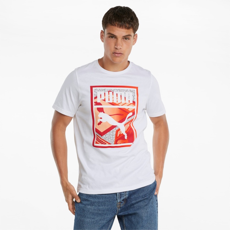 Tee Puma Estampados Box Logo Play Blancos | 08369YRDC