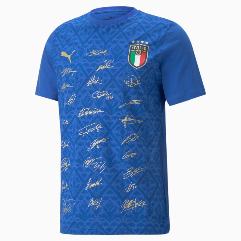 Tee Puma FIGC Signature Winner Soccer Azules Dorados | 67249GNYP