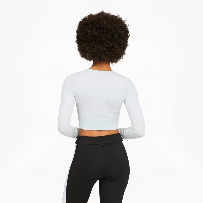 Tee Puma FORMKNIT SEAMLESS Long Sleeve Wo Entrenamiento Azules Blancos | 50317KZFN