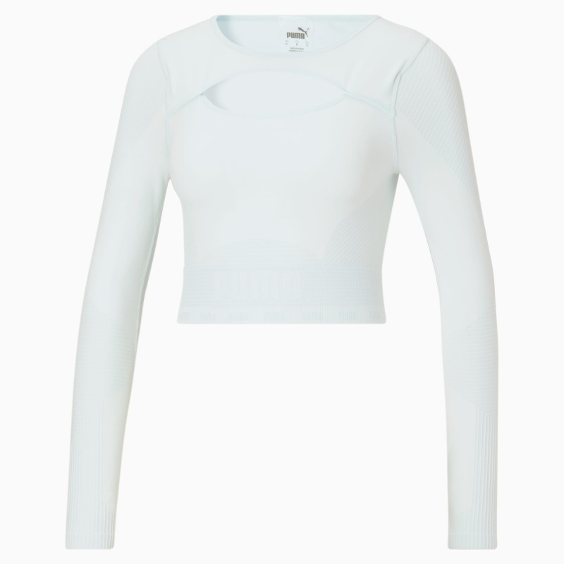 Tee Puma FORMKNIT SEAMLESS Long Sleeve Wo Entrenamiento Azules Blancos | 50317KZFN