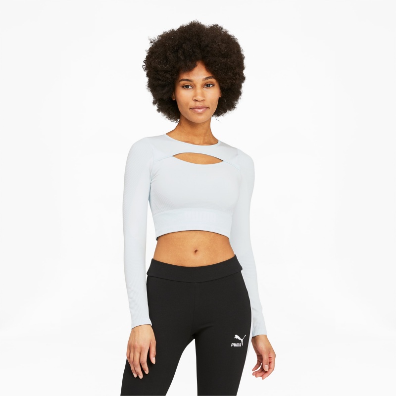 Tee Puma FORMKNIT SEAMLESS Long Sleeve Wo Entrenamiento Azules Blancos | 50317KZFN