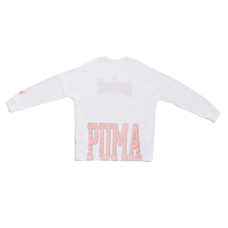 Tee Puma High Court Justice Long Sleeve Basketball Blancos | 47890SWDO