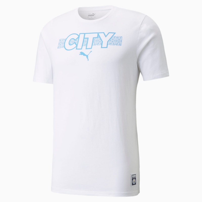Tee Puma Manchester City FtblCore Soccer Blancos Azules Claro | 30297AUWC