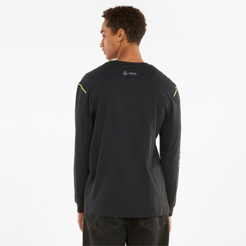 Tee Puma Mercedes F1 Calle Estampados Long Sleeve Negros | 03584CPAF