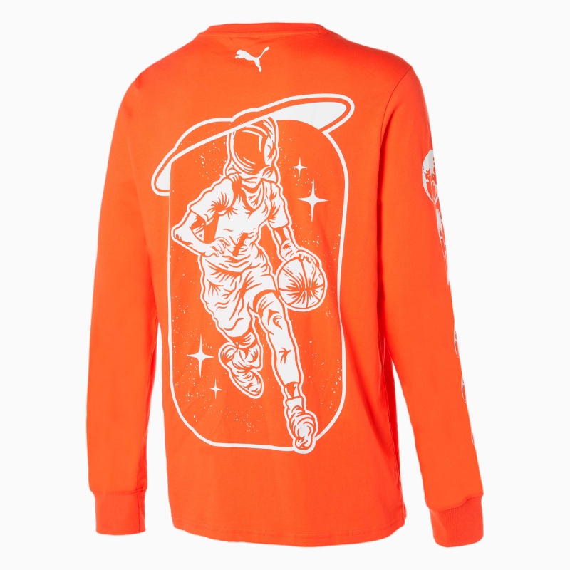 Tee Puma Not From Here Long Sleeve Basketball Rojos | 05184HLFD