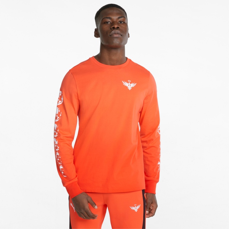 Tee Puma Not From Here Long Sleeve Basketball Rojos | 05184HLFD