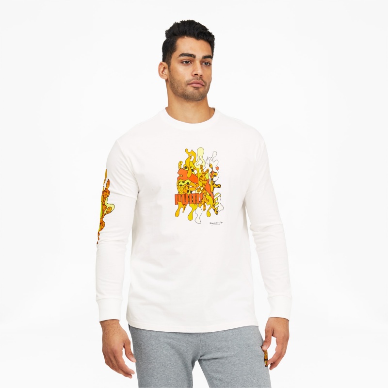 Tee Puma PUMA x BRITTO Long Sleeve Blancos | 59346WTZG