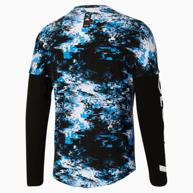 Tee Puma PUMA x CLOUD9 Printed Estampados Long Sleeve Esports Blancos Negros | 92718KBZC