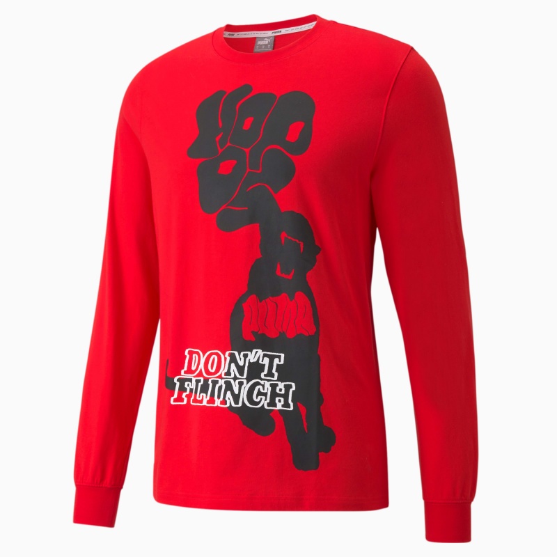 Tee Puma Scouted Long Sleeve Basketball Rojos | 13864DVWX