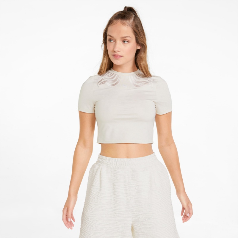 Tee Puma Snow Tiger Cropped Tight Blancos | 84026CMDF