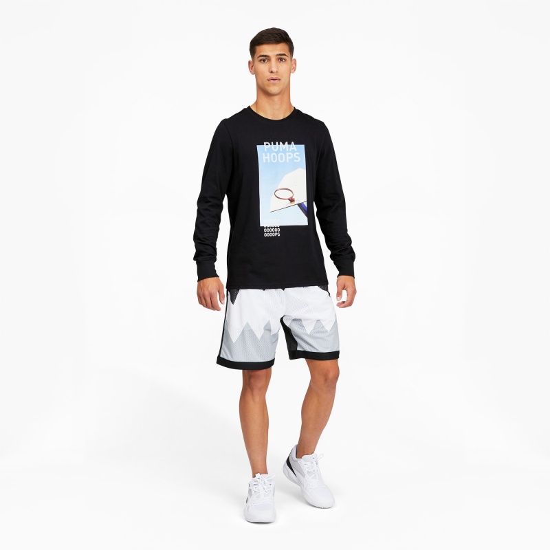 Tee Puma Timeout Long Sleeve Basketball Negros | 05961JUQE