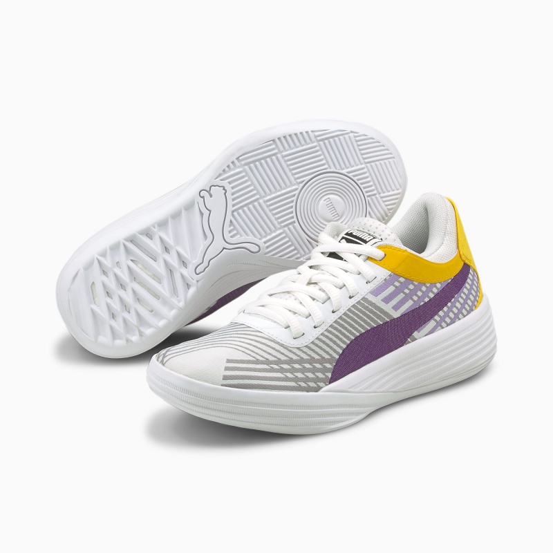 Tenis Basquetbol Puma Clyde All-Pro JR Amarillos Blancos | 29651VEBT