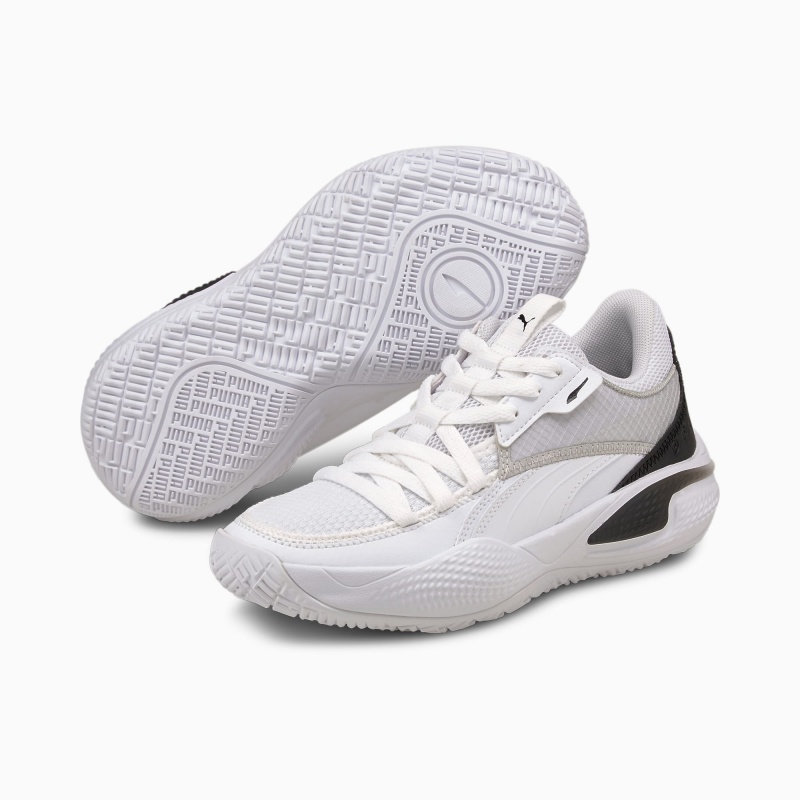 Tenis Basquetbol Puma Court Rider I JR Blancos Negros | 97342NIWL