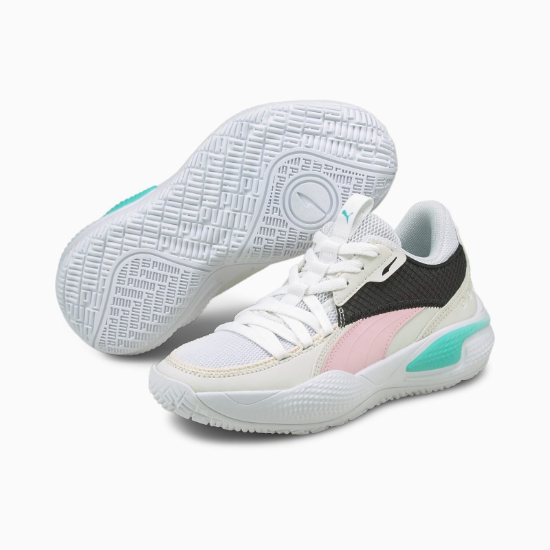 Tenis Basquetbol Puma Court Rider Summer Days Basketball Jr Blancos Rosas | 82316CBKA