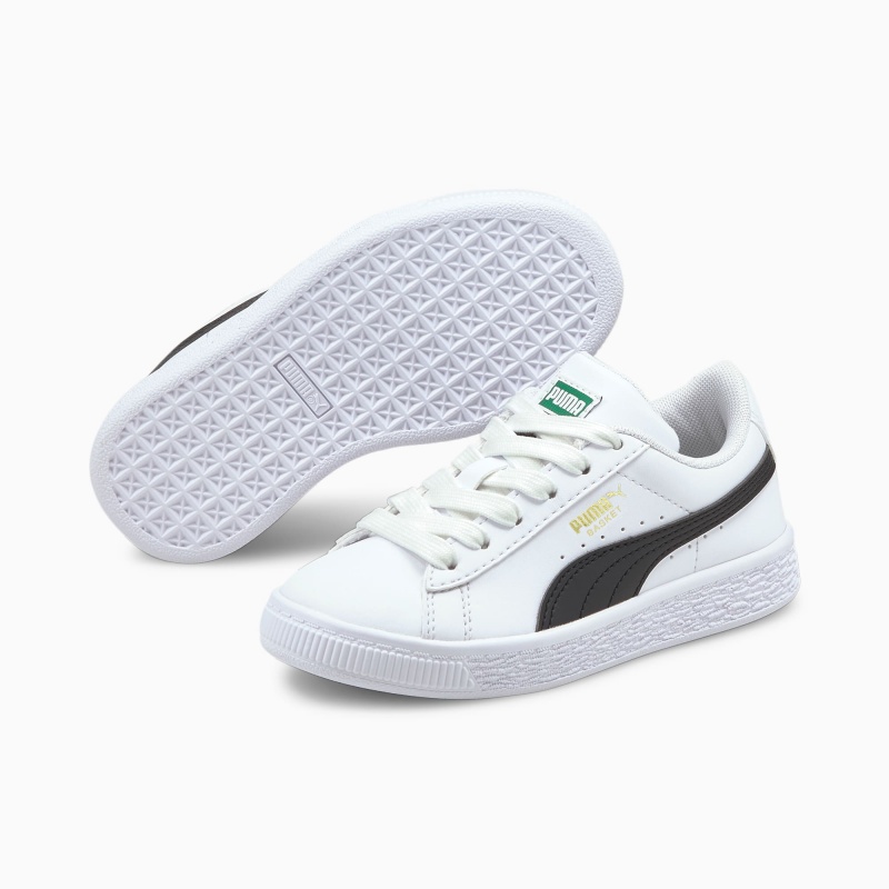 Tenis Puma Basket Classic XXI Little Blancos Negros | 41506KJUO